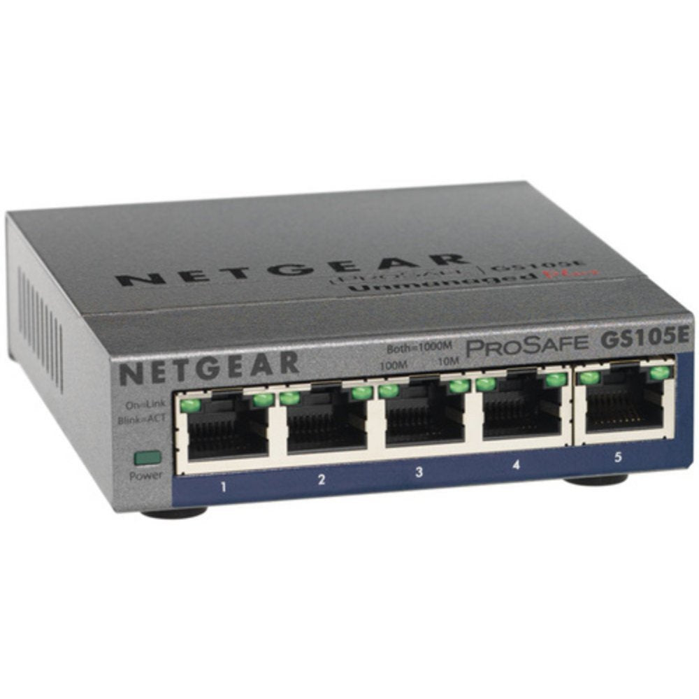 Netgear GS105E-200PES | 5-poorts Gigabit Smart Managed Plus Switch | VLAN/QoS | Webbeheer | Compact - Matmuis
